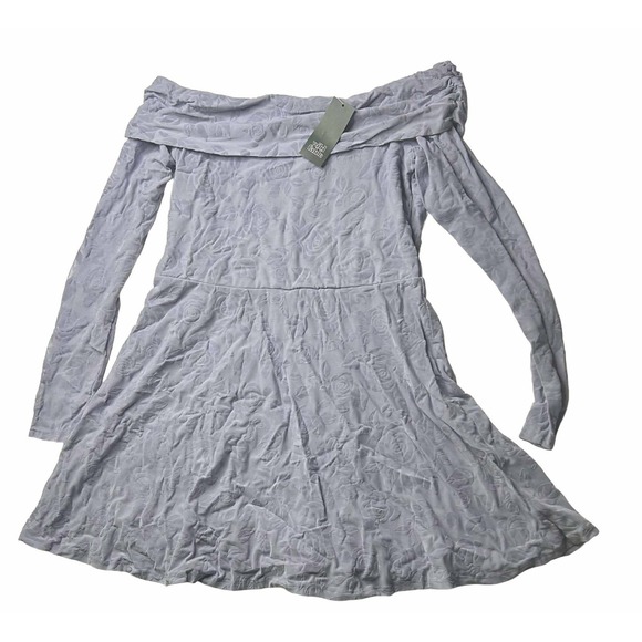 Wild Fable Lavender Floral Print Off Shoulder Long Sleeve Mini Dress - Picture 1 of 2